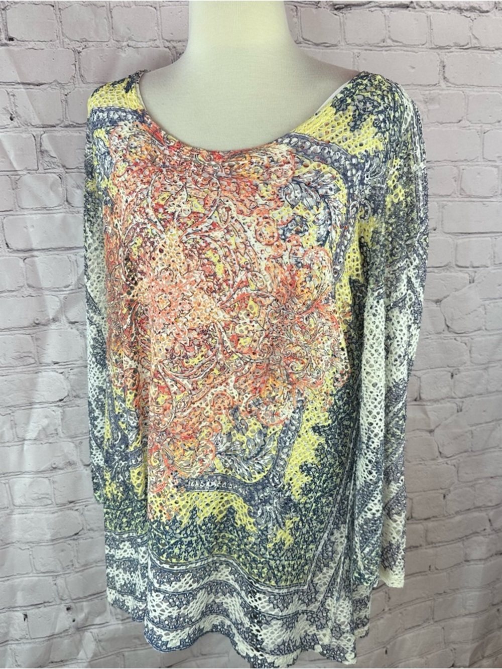 Reba layered attached tank Paisley Medallion Top women 2X boho festival